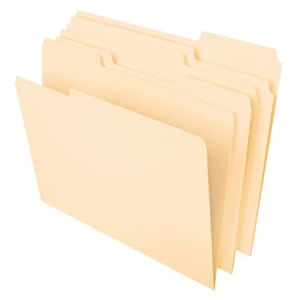 Pendaflex File Folders, Letter Size, 8-1/2″ x 11″, Classic Manila, 1/3-Cut Tabs in Left, Right, Center Positions, 100 Per Box (65213)