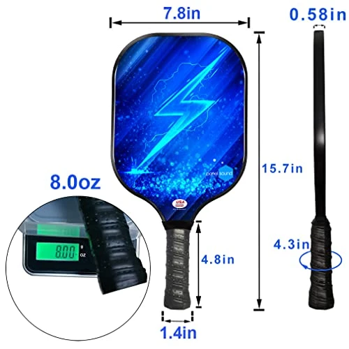 Panel Sound USAPA Approved Pickleball Paddle Set Lightweight Pickleball Paddles Set of 2,Pickleball Rackets with 1 Carrying Case, 2 Cooling Towels & 4 Indoor Balls - Image 3