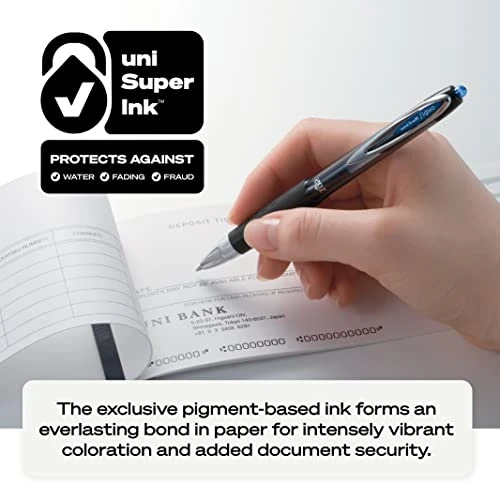 Black Retractable Gel Pens 12 Pack with Medium Points, Uni-Ball 207 Signo Click Pens are Fraud Proof and the Best Office Pens, Nursing Pens, Business Pens, School Pens, and Bible Pens - Image 4