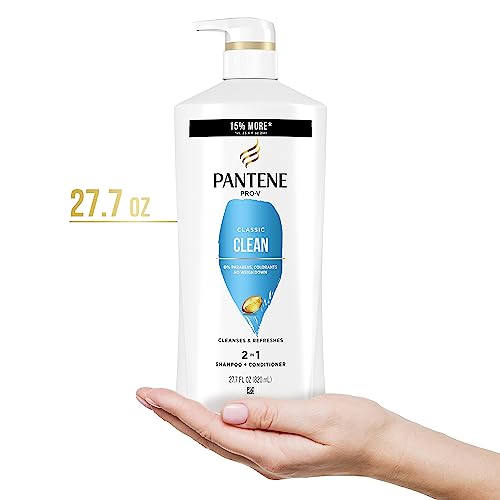 Pantene Classic Clean 2-in-1 Shampoo and Conditioner Set with Hair Treatment, Pro-V Nutrients for Dry, Color-Treated Hair, Long-Lasting Nourishment & Hydration Antioxidant-Rich,27.7 Fl Oz Each, 2 Pack - Image 6
