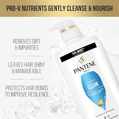 Pantene Classic Clean 2-in-1 Shampoo and Conditioner Set with Hair Treatment, Pro-V Nutrients for Dry, Color-Treated Hair, Long-Lasting Nourishment & Hydration Antioxidant-Rich,27.7 Fl Oz Each, 2 Pack - Image 10