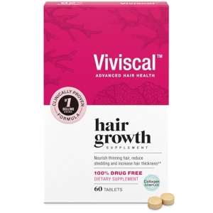 Viviscal Hair Growth Supplements for Women to Grow Thicker, Fuller Hair, Clinically Proven with Proprietary Collagen Complex, 60 Count (Pack of 1), 1 Month Supply