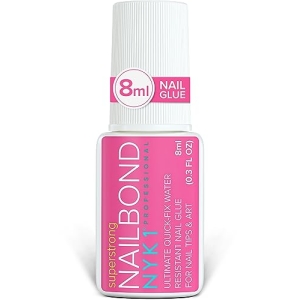 Super Strong Nail Glue For Nail Tips, Acrylic Nails and Press On Nails (8ml) NYK1 Nail Bond Brush On Nail Glue For Press On Nails Long Lasting Nail Glue For Acrylic Nails Fake Nails Tips Nail Glue Gel