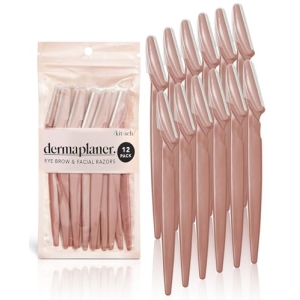 Kitsch Dermaplaning Tool – Face Razors for Women and Men, Eyebrow Trimmer & Face Shaver for Women, Facial Hair Removal for Women and Men, Dermaplane Razor for Women Face, 12 pc (Terracotta)