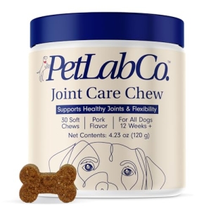 Petlab Co. Joint Care Chews for Dogs – High Levels of Glucosamine, Green Lipped Mussels, Omega 3 and Turmeric – Hip and Joint Supplement for Dogs to Actively Support Mobility