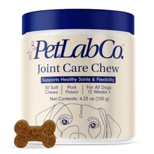 Petlab Co. Joint Care Chews for Dogs – High Levels of Glucosamine, Green Lipped Mussels, Omega 3 and Turmeric – Hip and Joint Supplement for Dogs to Actively Support Mobility