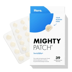 Hero Cosmetics Mighty Patch™ Invisible+ Patch – Daytime Hydrocolloid Acne Pimple Patches for Covering Zits and Blemishes, Ultra Thin Spot Stickers for Face and Skin, Vegan-friendly (39 Count)
