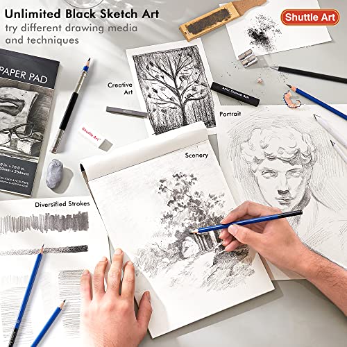 124 PCS Drawing Kit, Shuttle Art Professional Drawing Supplies with Sketch, Charcoal, Colored, Graphite, Pastel Pencils & Sticks, Complete Drawing Tools and Paper Pads in Zipper Case for Artists& Kids - Image 5