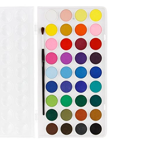 U.S. Art Supply 36 Color Watercolor Artist Paint Set with Plastic Palette Lid Case and Paintbrush - Watersoluable Cakes - Image 7