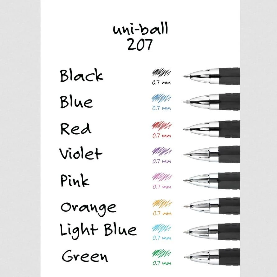 Black Retractable Gel Pens 12 Pack with Medium Points, Uni-Ball 207 Signo Click Pens are Fraud Proof and the Best Office Pens, Nursing Pens, Business Pens, School Pens, and Bible Pens - Image 2