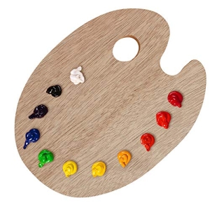 U.S. Art Supply 11.8″ X 19.8″ Extra Large Wooden Oval-Shaped Artist Painting Palette with Thumb Hole – Wood Paint Color Mixing Tray – Easy Clean, Mix Acrylic, Oil, Watercolor