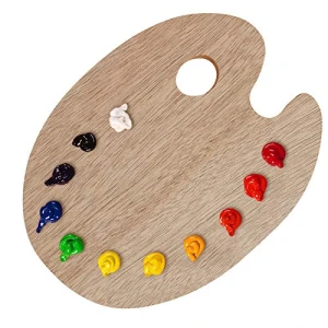 U.S. Art Supply 11.8″ X 19.8″ Extra Large Wooden Oval-Shaped Artist Painting Palette with Thumb Hole – Wood Paint Color Mixing Tray – Easy Clean, Mix Acrylic, Oil, Watercolor