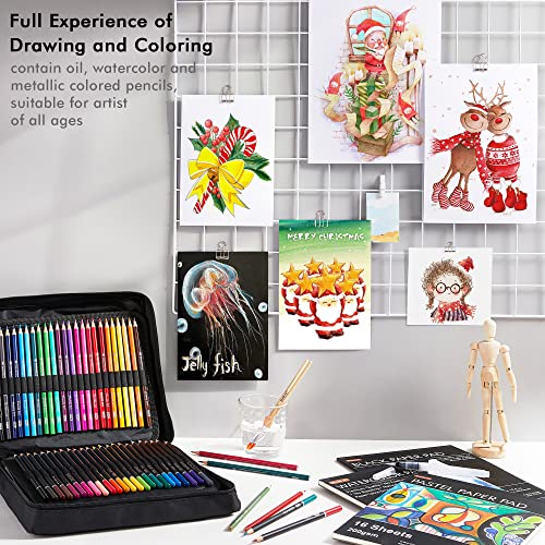 124 PCS Drawing Kit, Shuttle Art Professional Drawing Supplies with Sketch, Charcoal, Colored, Graphite, Pastel Pencils & Sticks, Complete Drawing Tools and Paper Pads in Zipper Case for Artists& Kids - Image 4