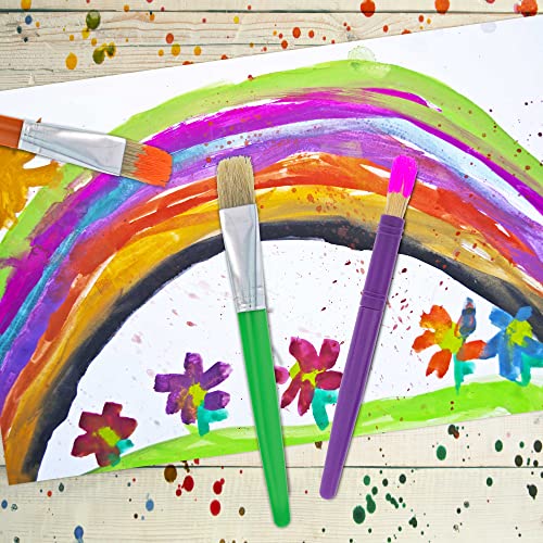 U.S. Art Supply 20-Piece Large Round and Flat Children's Hog Bristle Tempera Paint Brush Set - Fun Kid's Party, School, Student, Class Craft Painting - Beginners Starter Artist Painting Brush Kit - Image 2