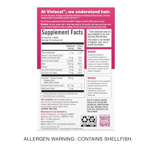 Viviscal Hair Growth Supplements for Women to Grow Thicker, Fuller Hair, Clinically Proven with Proprietary Collagen Complex, 60 Count (Pack of 1), 1 Month Supply - Image 8