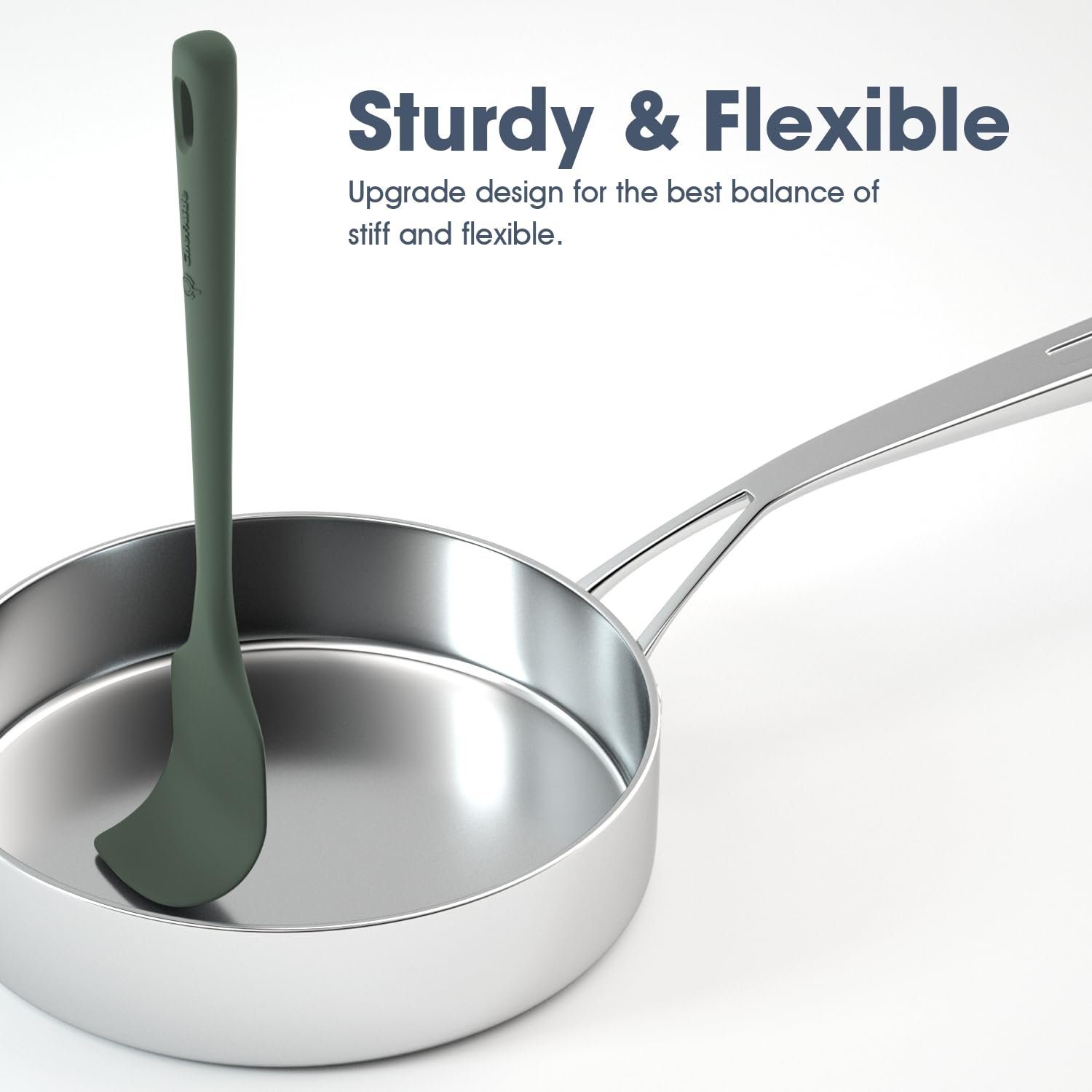 ChefAide 5 Pieces Silicone Spatula Set, Food Grade Rubber Spatula, Upgrade Strong Handle with Ergonomic Grip, Heat Resistant Up to 600°F for Nonstick Cookware, Cooking - Image 5
