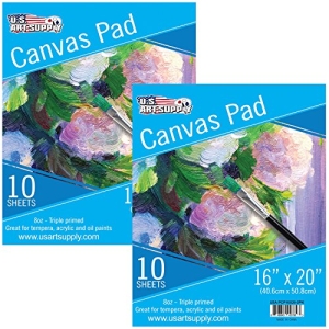 U.S. Art Supply 9″ x 12″ 10-Sheet 8-Ounce Triple Primed Acid-Free Canvas Paper Pad (Pack of 2 Pads)
