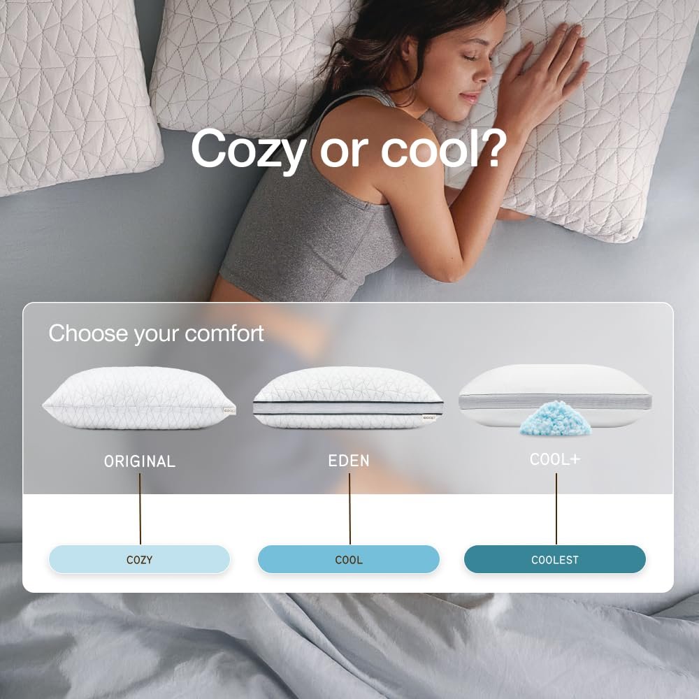 Coop Home Goods Eden Bed Pillow Queen Size for Sleeping on Back, Stomach and Side Sleeper- Medium Soft Memory Foam Cooling Gel - CertiPUR-US/GREENGUARD Gold - Image 4