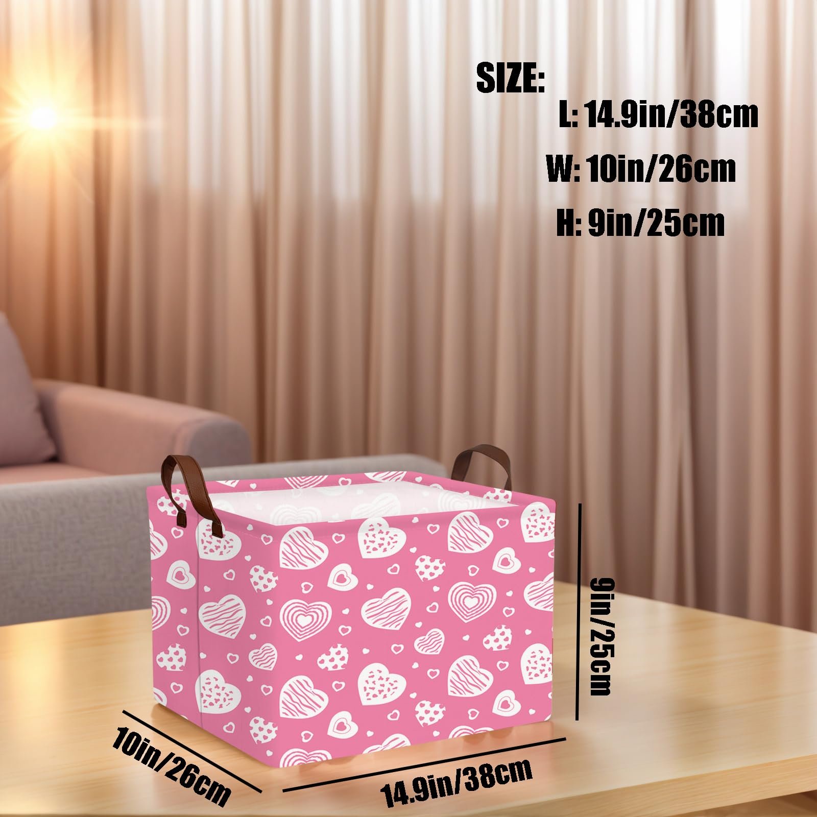 BOAMAU Kid Large Valentine's Day Basket Heart Cute Empty Gift Basket for Girlfriend Love Room Decor Storage Basket (Pink Leopard Print Heart) - Image 6