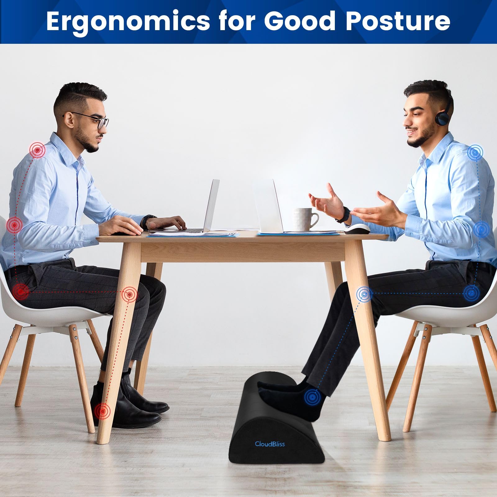 Foot Rest for Under Desk at Work,Office Desk Accessories with Soft Foam and Washable Removable Cover, Foot Stool for Office, Car, Home to Foot Support and Relax Ankles, Black - Image 4