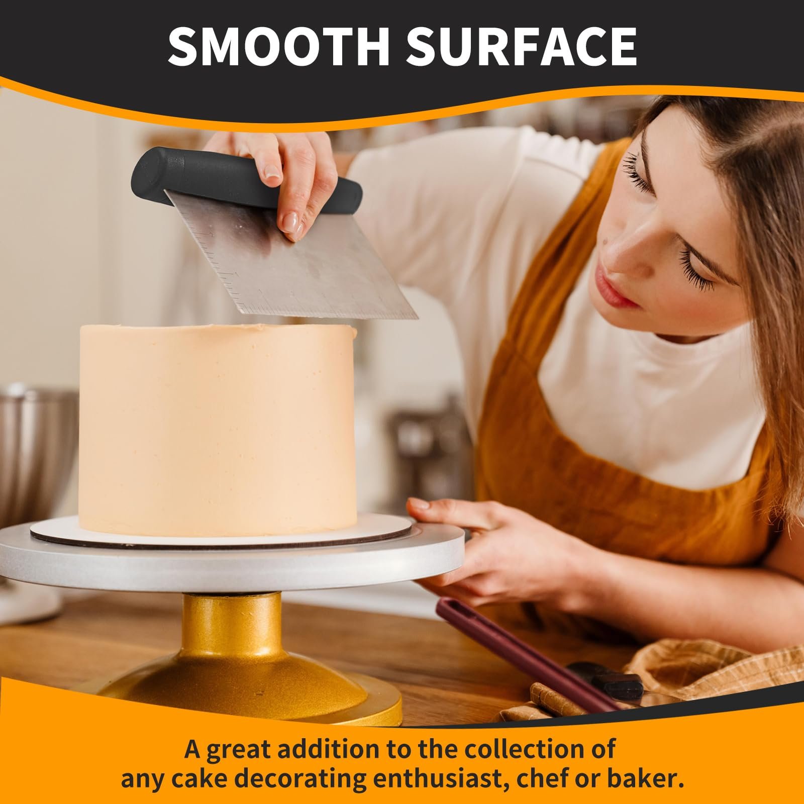 ALLTOP Bench Scraper & Chopper for Kitchen - Ideal Baking Essential Utensil,Stainless Steel Pastry/Dough/Food Cutter Tool for Cake Pizza Bread,Cooking - 1 Pack,Black - Image 3