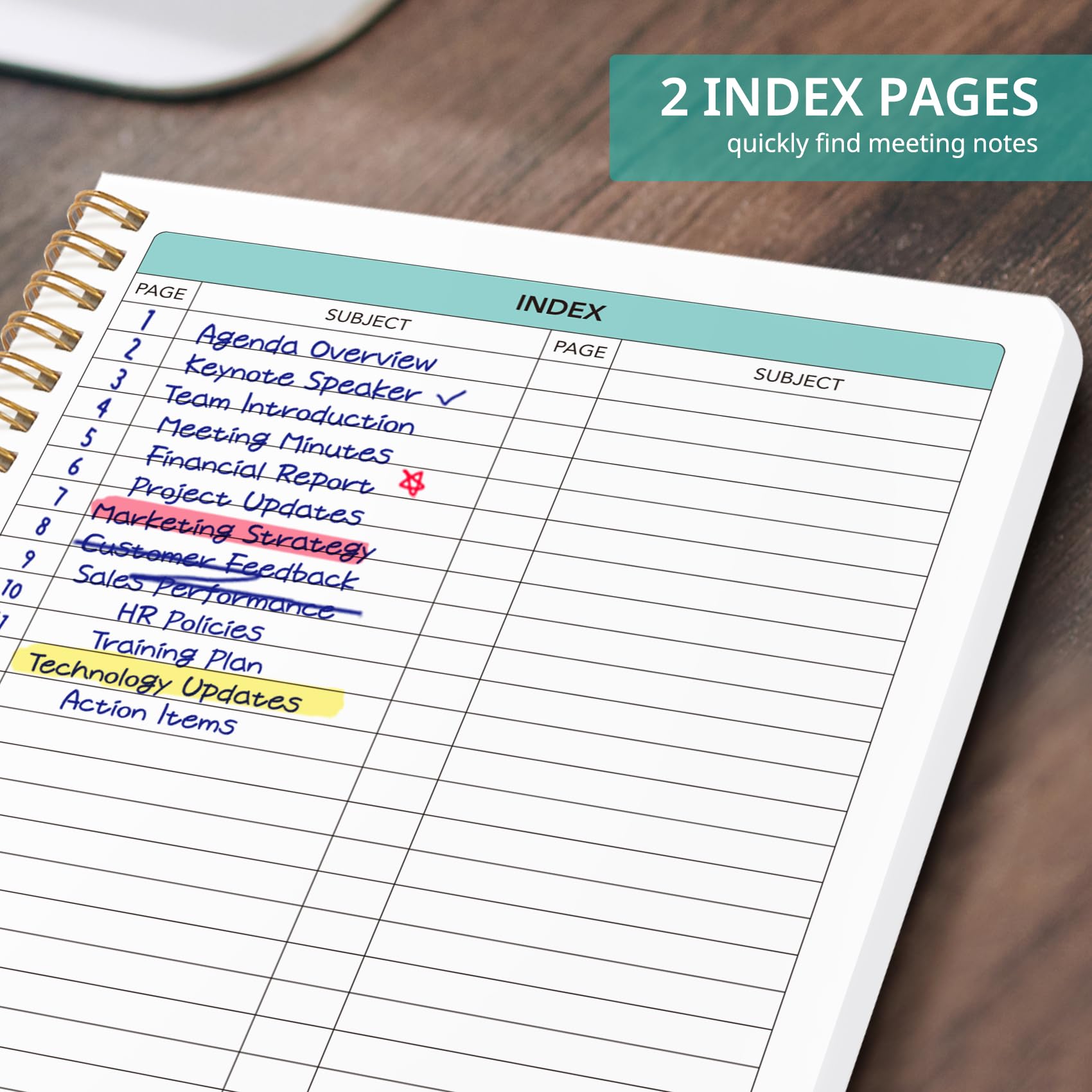 Taja Meeting Notebook for Work Organization - Work notebook with action items, Meeting Minutes Planner Notebook, Perfect Office Supplies for Men & Women - Green - Image 6