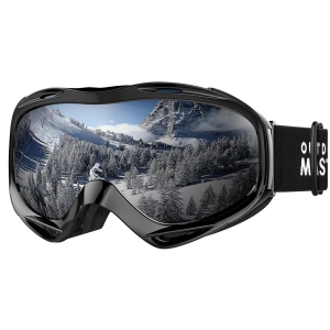 OutdoorMaster OTG Ski Goggles – Over Glasses Ski/Snowboard Goggles for Men, Women & Youth – 100% UV Protection (Black Frame + VLT 10% Grey Lens with REVO Silver)