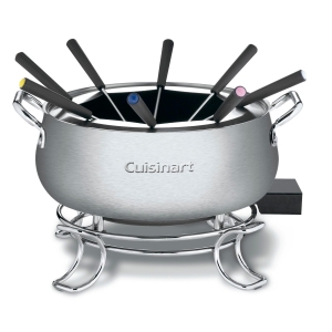 Cuisinart Fondue Pot Set, 3-Quart Stainless Steel Electric Fondue Pot for Chocolate, Cheese, Broth, and Oil, Includes 8 Forks, Temperature Control, Nonstick Interior, Dishwasher Safe, CFO-3SSNAS