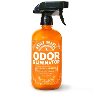 Angry Orange Pet Odor Eliminator for Strong Odor – Citrus Deodorizer for Strong Dog or Cat Pee Smells on Carpet, Furniture & Indoor Outdoor Floors – 24 Fluid Ounces – Puppy Supplies