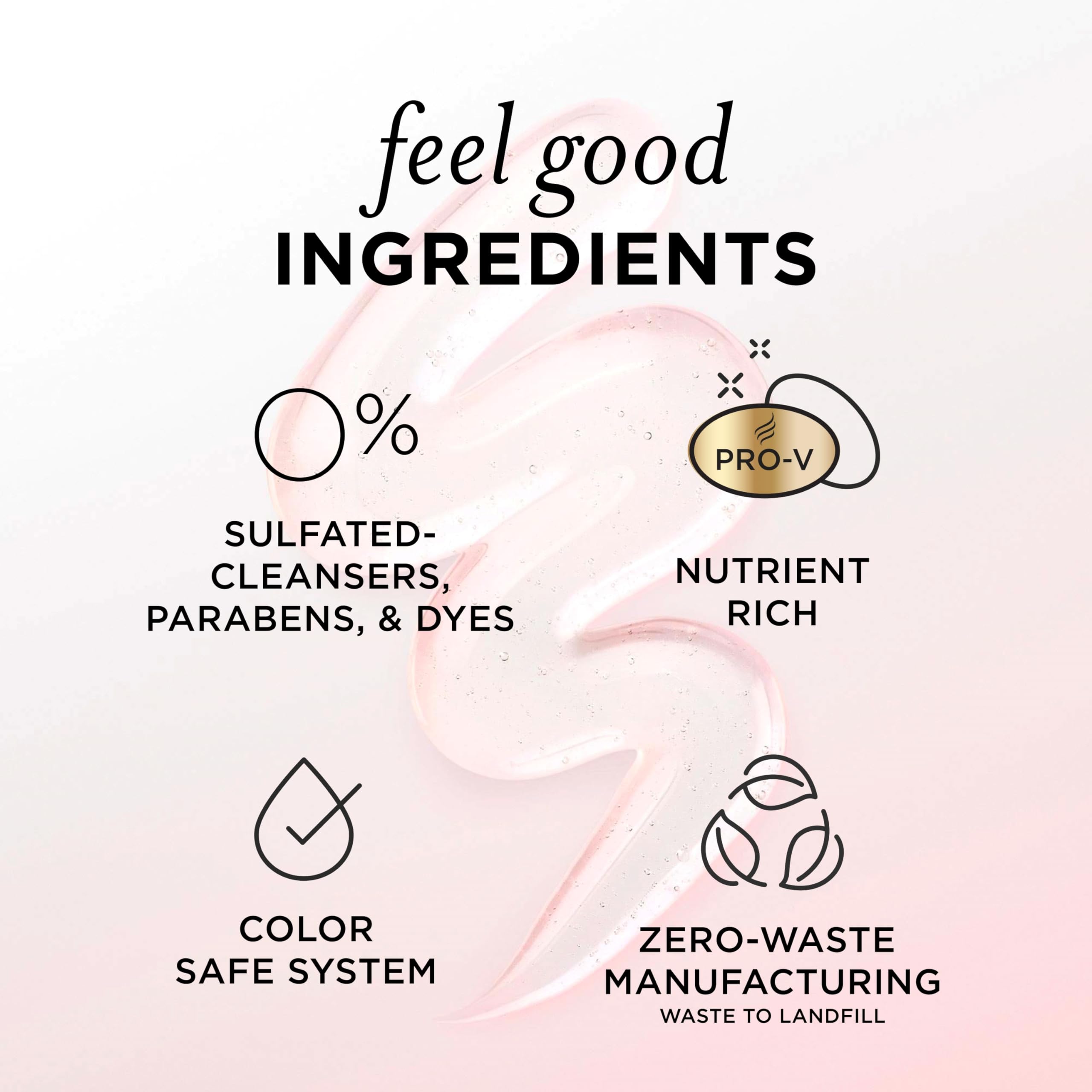 Pantene Sulfate Free Rose Water Shampoo, Soothes, Replenishes Hydration, Safe for Color Treated Hair, Nutrient Infused with Vitamin B5 and Antioxidants, Pro-V Blends, 30.0 oz - Image 5