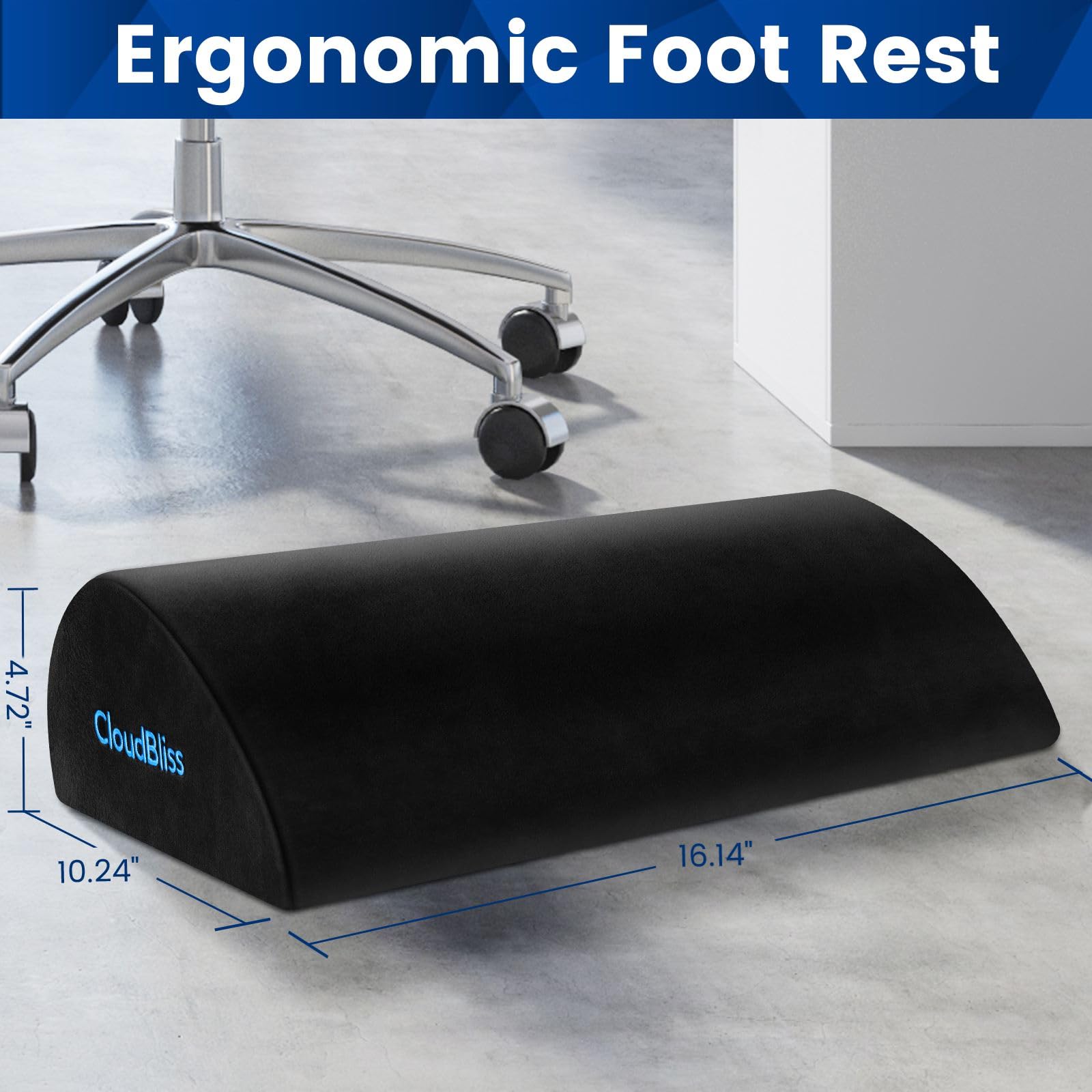 Foot Rest for Under Desk at Work,Office Desk Accessories with Soft Foam and Washable Removable Cover, Foot Stool for Office, Car, Home to Foot Support and Relax Ankles, Black - Image 7
