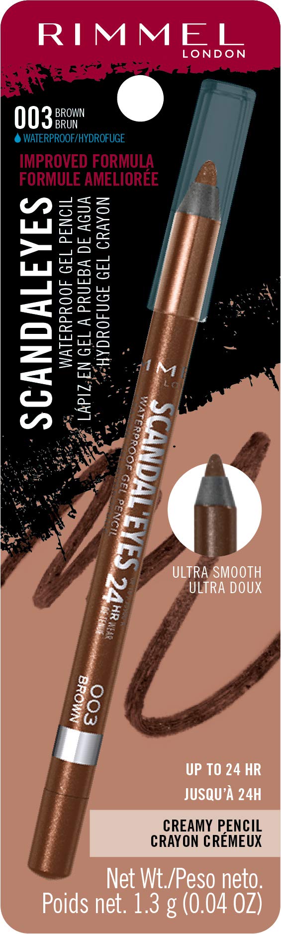 Rimmel London Scandaleyes Waterproof Gel Pencil Eyeliner, Long-Wearing, Ultra-Smooth, Smudge-Proof, 003, Brown, 0.04oz - Image 6