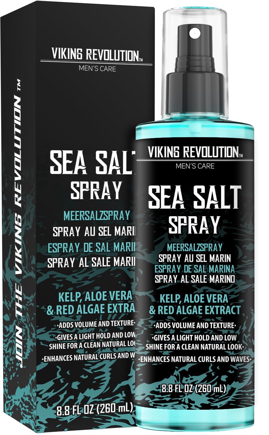 Viking Revolution Sea Salt Spray for Hair Men - Hair Texturizing Spray with Kelp, Aloe Vera and Red Algae Extract - Surf Spray to Add Volume and Texture Sea Salt Spray for Men Beach Hair Spray - 8oz