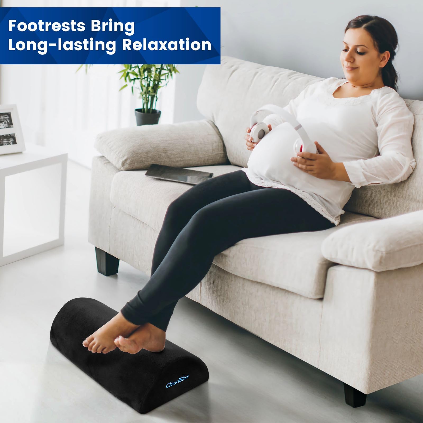 Foot Rest for Under Desk at Work,Office Desk Accessories with Soft Foam and Washable Removable Cover, Foot Stool for Office, Car, Home to Foot Support and Relax Ankles, Black - Image 3