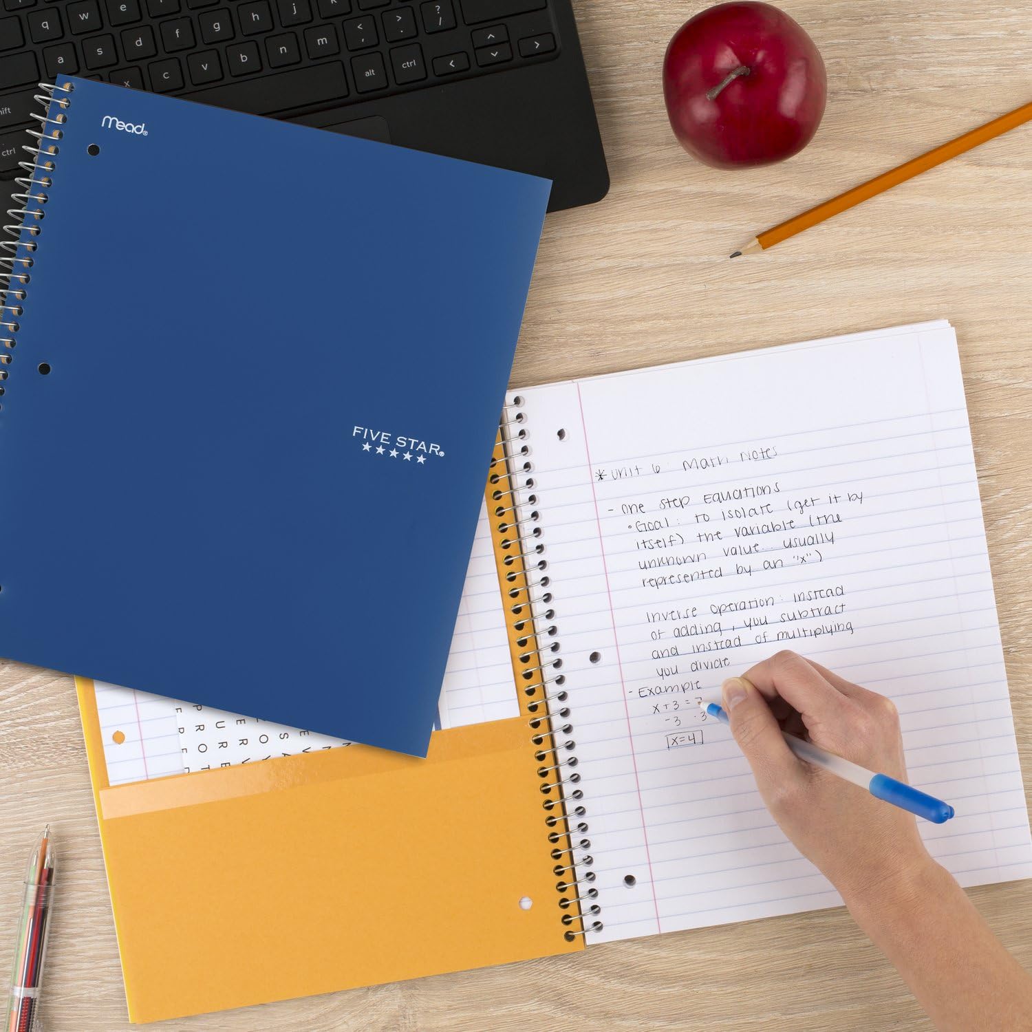 Five Star Spiral Notebook + Study App, 5 Subject, College Ruled Paper, Fights Ink Bleed, Water Resistant Cover, 8-1/2" x 11", 200 Sheets, Blue (73635) - Image 3