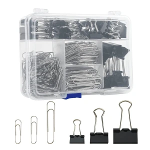 Binder Clips Paper Clips Assorted Sizes, 340pcs Black Binder Clips Jumbo Paperclips Set, Large Paper Clips for Office, School Supplies, Binder & Paper Clips in Container with Compartments