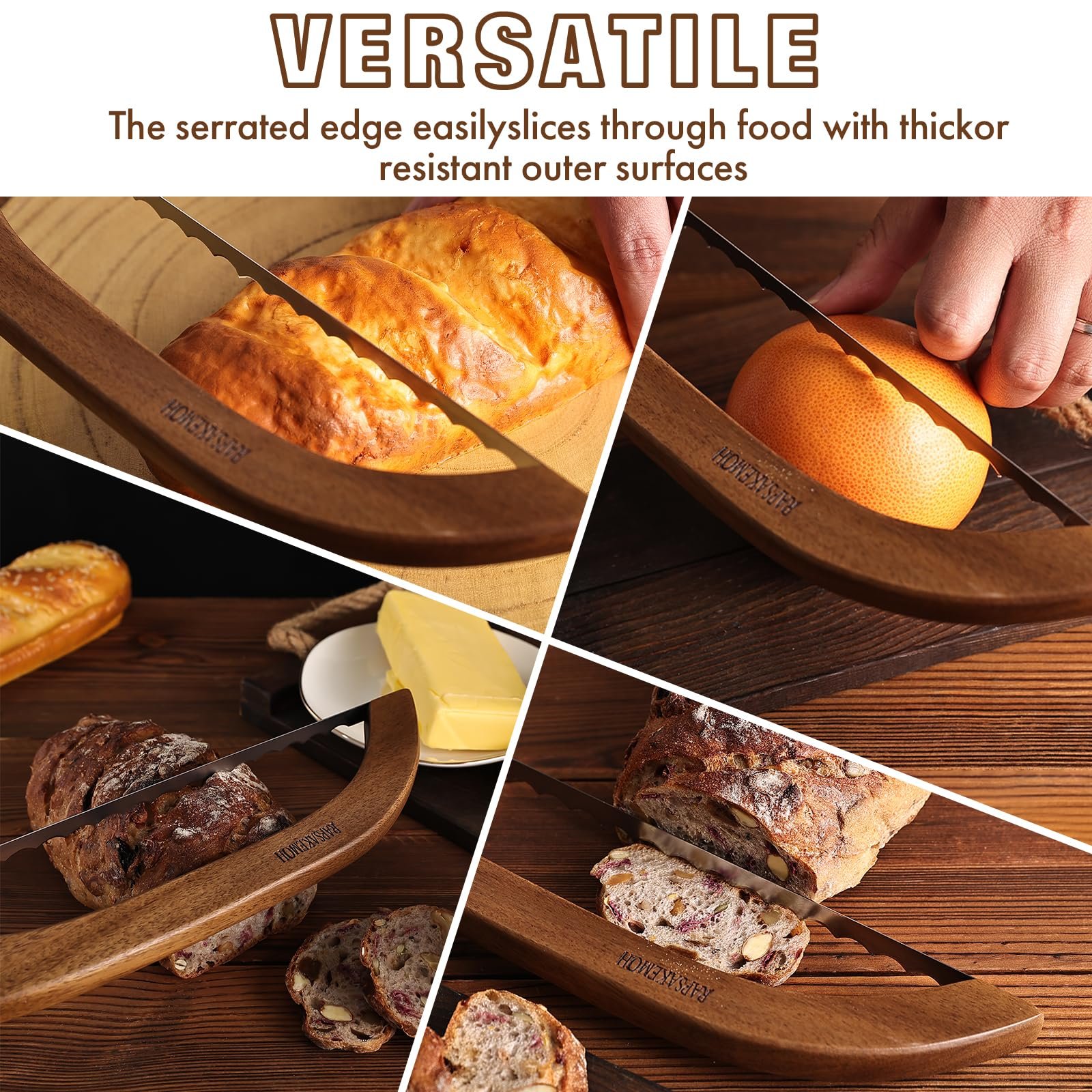 Bread Knife for Homemade Bread,Sourdough bread knife,15.7" Bread slicer for Homemade Bread, Baguettes and More Cuts Thin,Bow Design Easy to Cutting Even Slices - Image 5