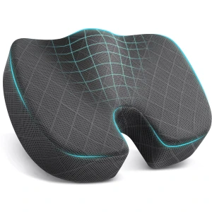 TushGuard Seat Cushion – Memory Foam Cushion for Office Chair, Car Seat, Airplane, Bleacher – Sciatica & Hip & Coccyx Pain Relief Desk Chair Cushion for Long Sitting Office Workers, Car Drivers
