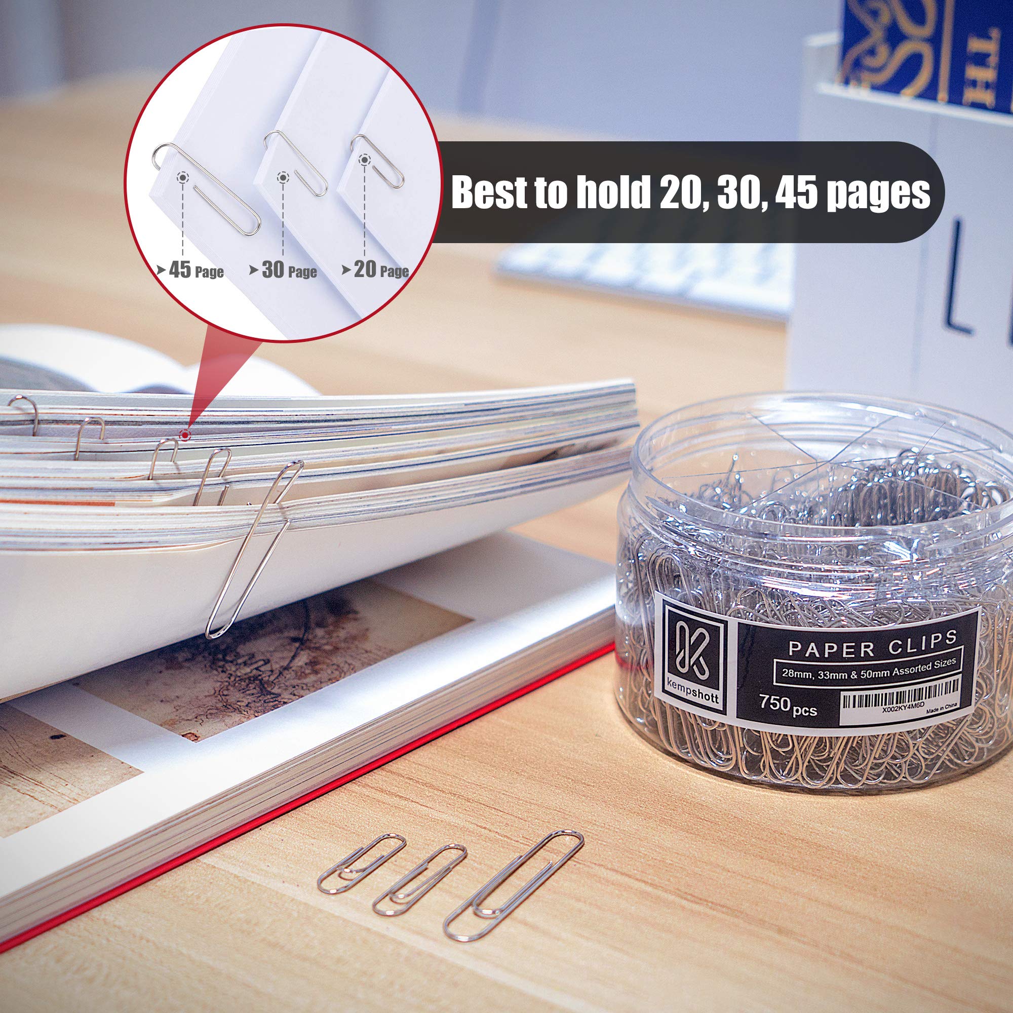 Kempshott 750 Paper Clips Assorted Sizes Small, Medium and Large Paperclips for Paperwork Ideal for Home, School and Office Use (Assorted, Silver) - Image 7