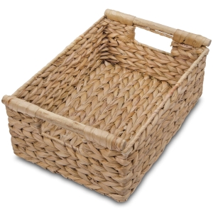 VATIMA Hyacinth Medium Wicker Basket 13.6×9.5×5.6″ – With Handle, Living Room Decor, Rectangular Design